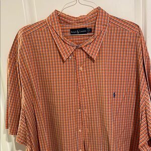 Ralph Lauren Men's Orange Checkered Shirt